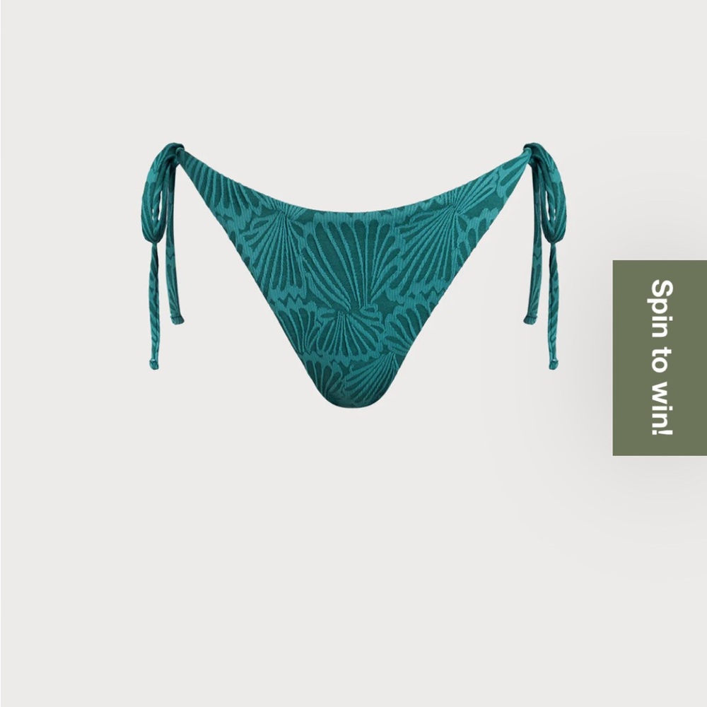 Dark Green Jacquard Tie Bikini Bottom